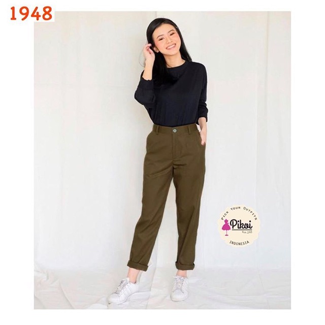 Celana panjang wanita murah / celana katun wanita / celana highwaist cewek / celana polos cewek 1948