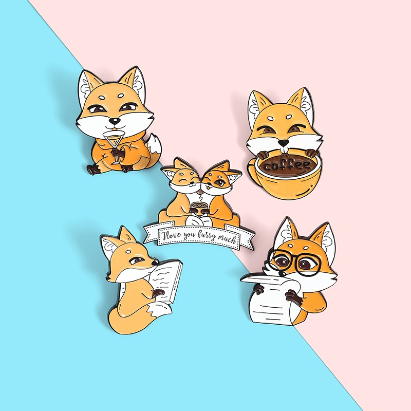 Bros Pin Enamel Bentuk Kartun Hewan Rubah Untuk Hadiah Teman