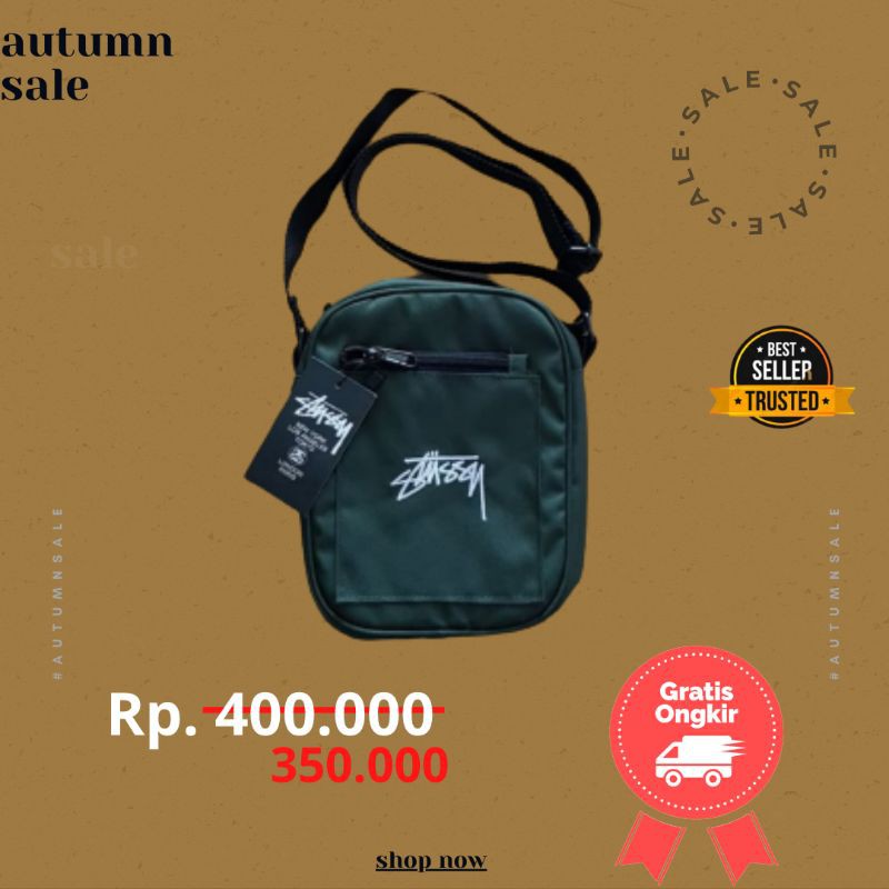 TAS WAISTBAG SLUNG BAG SELEMPANG STUSSY SMOOTH STOCK GREEN