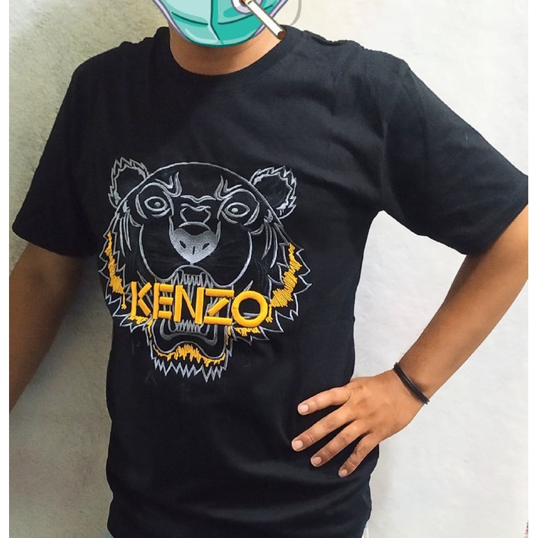 Kaos Kenzo bordir hitam keren terbaru model original pria