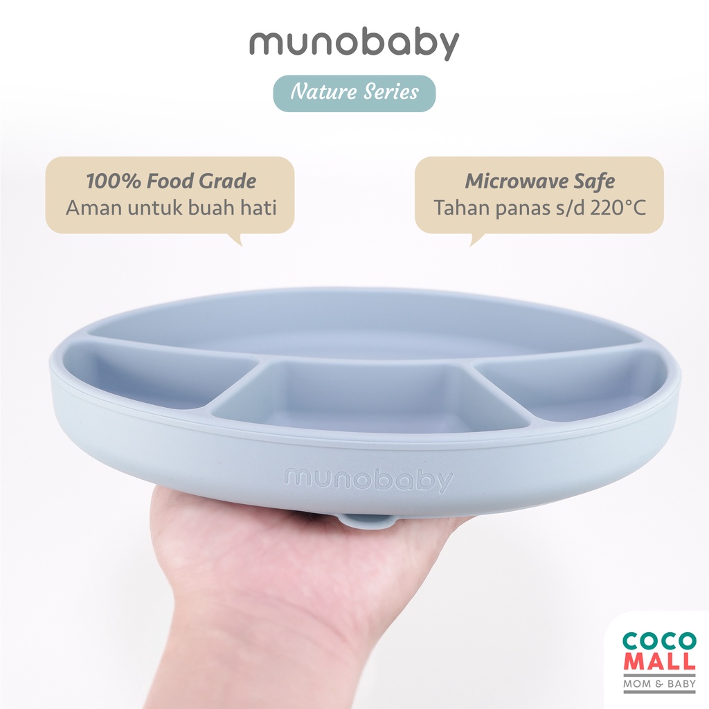 COCOMALL Piring Silikon Bayi Anti Slip (Nature Series)- Silicone Suction Plate Baby with Lid - Piring Bayi Silikon Anti Tumpah - Piring Makan Anak Sekat Tutup - Silicon Plate Baby - Piring Mpasi Anti Tumpah - Piring Makan Anak BPA Free