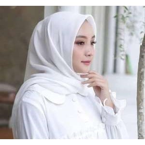 Hijab Segi Empat / Jilbab Segi Empat / Kerudung Segi Empat Polos - Putih