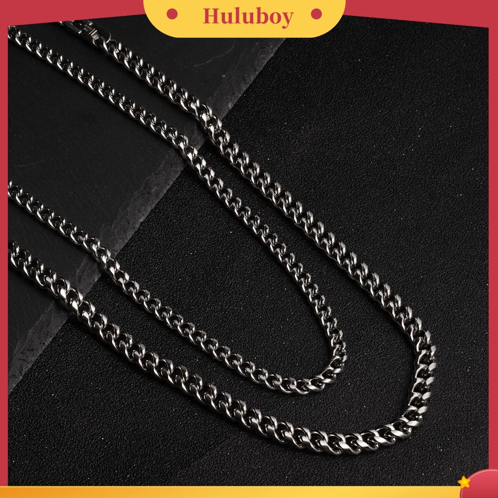 Hu Hu Hu Hu Hu Alat Bantu Pasang Kacamata♡ Kalung Rantai Tebal Panjang Lebar Bahan Titanium Steel Gaya Punk Untuk Wanita