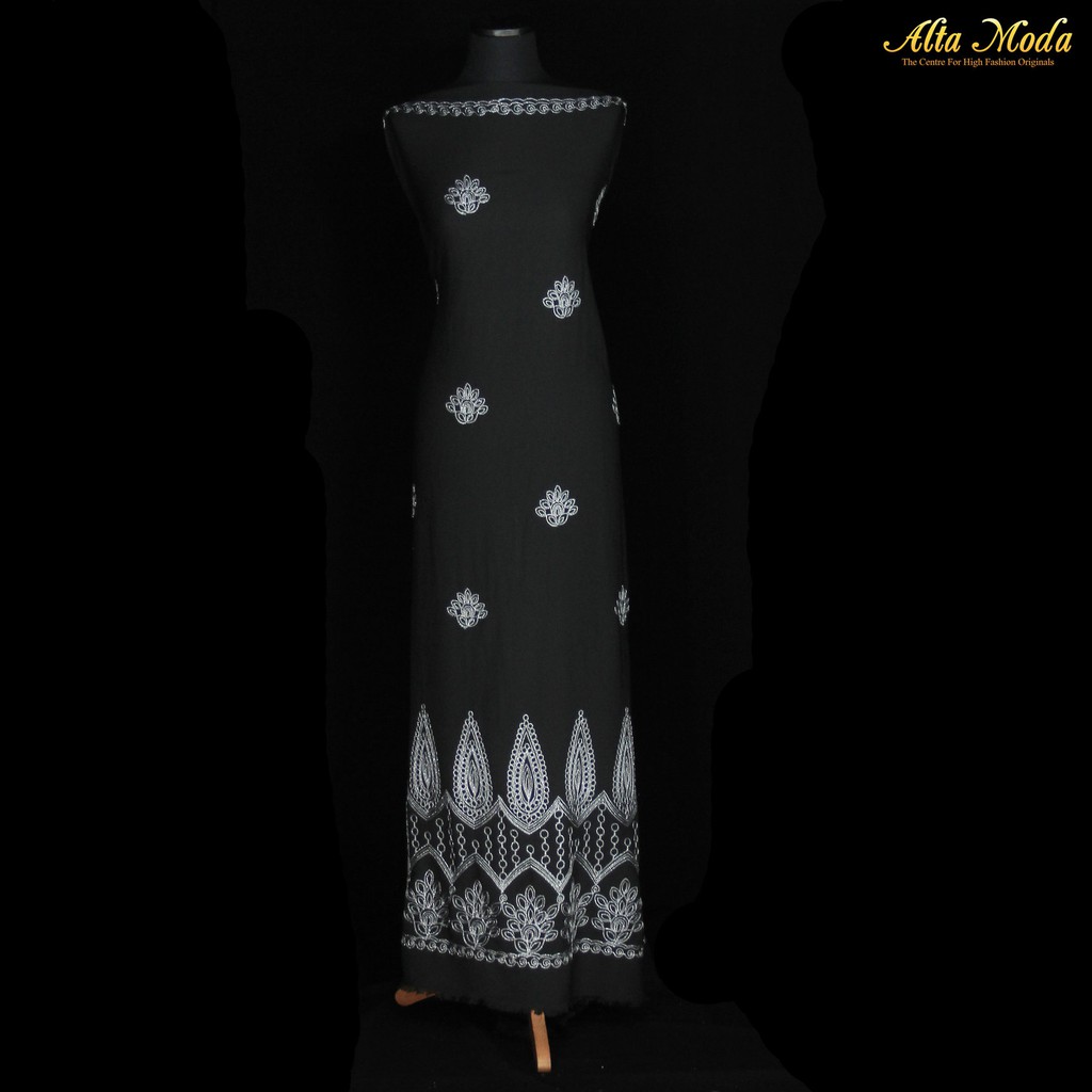 

Alta Moda Kain India Bubble Bordir Silver Motif Tulip Flower (1M)