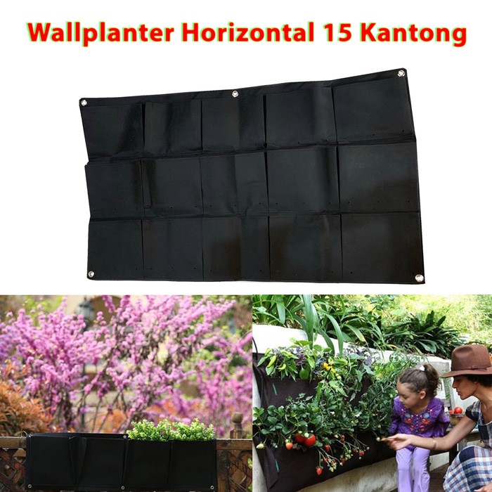 Wallplanter untuk lahan sempit horizontal garden mdl tidur isi 15 kantong