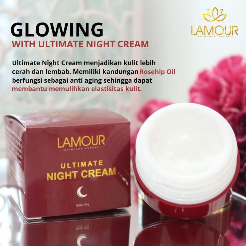 KRIM MALAM NIGHT CREAM LAMOUR PELEMBAB PEMUTIH PENCERAH WAJAH AMAN BUMIL BUSUI BPOM HALAL SKINCARE RUTIN HARIAN-5