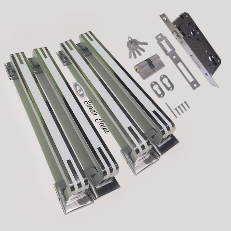 Satu set Handle Pintu kunci hotel rumah minimalis 35 cm 45 cm Gagang Tarikan pintu stainless mewah