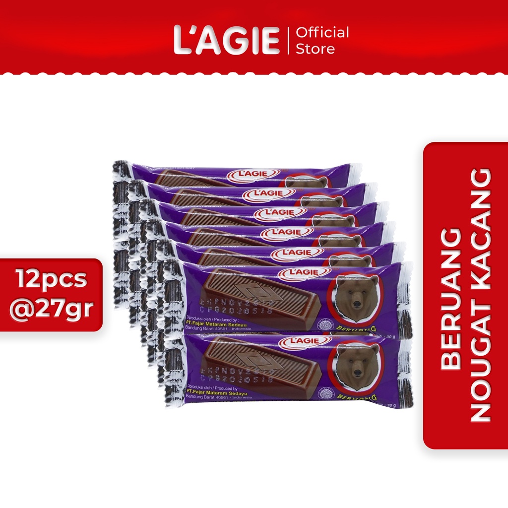 

Lagie Coklat Nougat Animal Series Beruang 12pcs @27gr