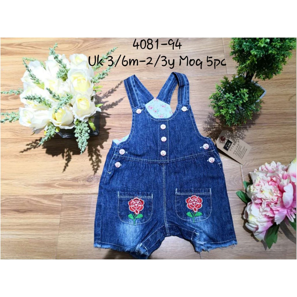 Overall Denim Import 5/ Overall Jeans Pendek Bayi Laki Perempuan