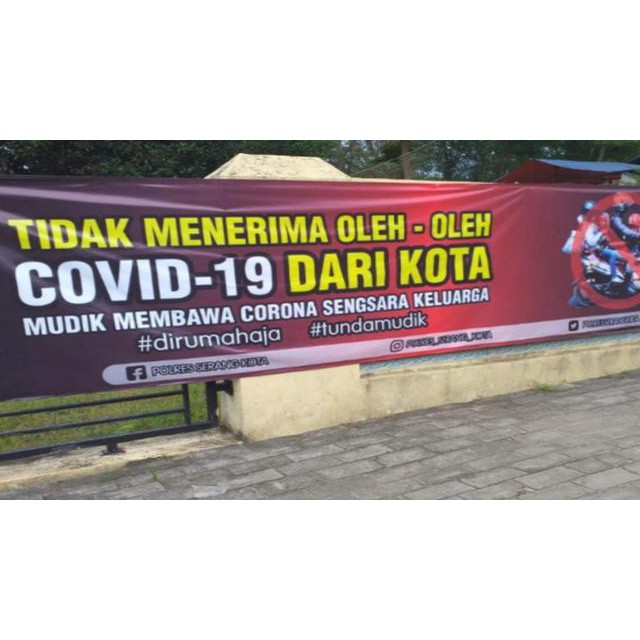 Spanduk Corona / Spanduk Covid-19 / Spanduk Covid / Spanduk Murah / 1 Hari Jadi
