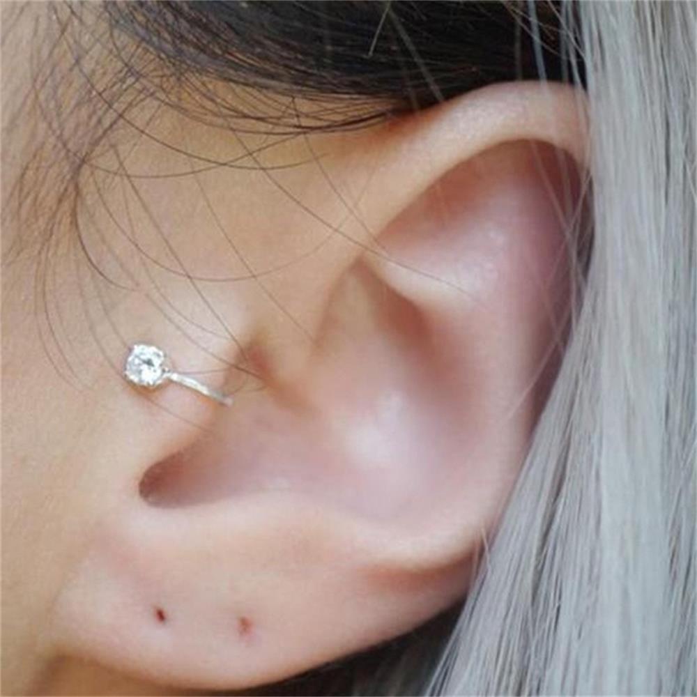 Lily 1/2Pcs Zirkon Manset Telinga 6mm 4mm Wanita Pria Perhiasan Tanpa Tindik Non Piercing