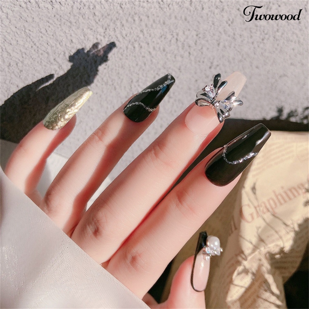 Twowood Hiasan Kuku Bentuk Pita Ringan Tahan Lama Untuk Nail Art