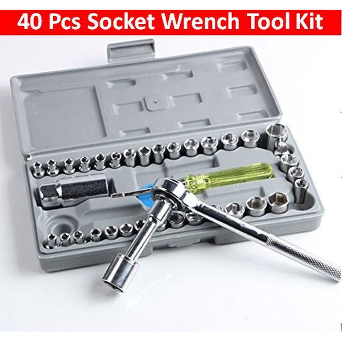 VOM Kunci Sok Shock Soket 40Pcs Set Tool Box dengan 1/4&quot; Rachet Handle 0676