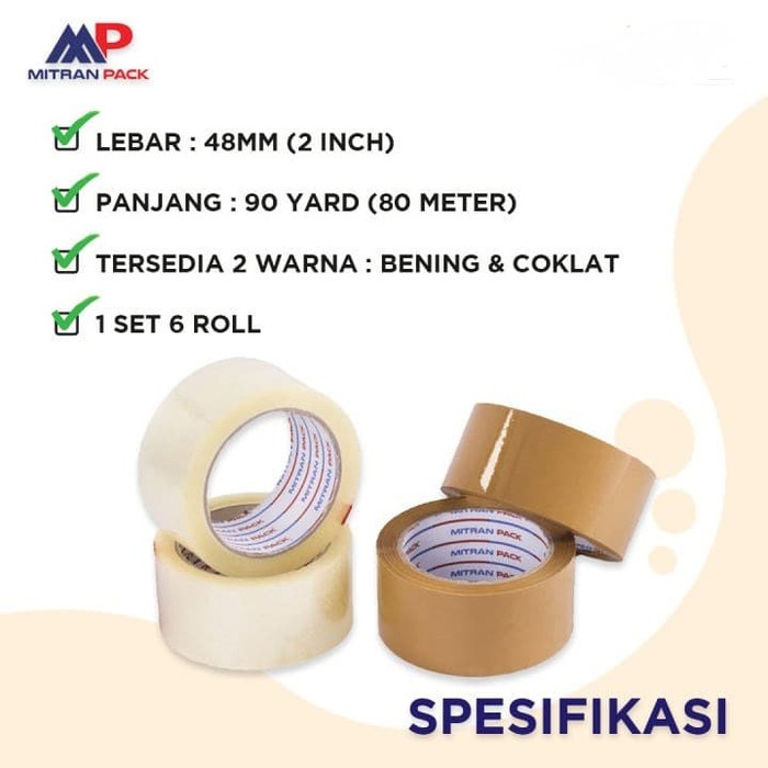 

1 Pcs Lakban Bening 48 mm x 90 Yard Lakban Cokelat 48 mm x 90 Yard MP