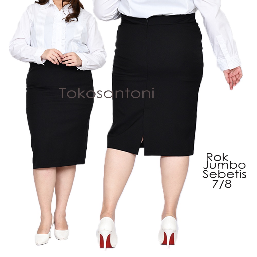 Rok Span Jumbo Sepan Polos Hitam Big Size 7/8 Sebetis Premium