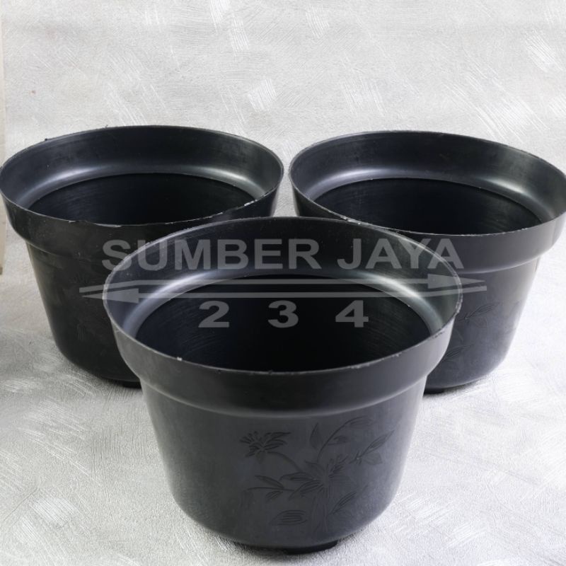 Pot Bunga Hitam 28 cm Pot Tanaman Hias Plastik 28 cm TERMURAH