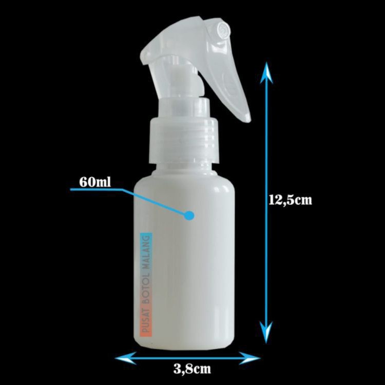 Botol tubular 60ml Spray trigger (natural putih)