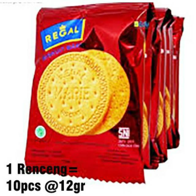 

Biskuit Marie Regal sachet Renceng 12gr isi 10pcs / Regal Biskuit Marie Renceng