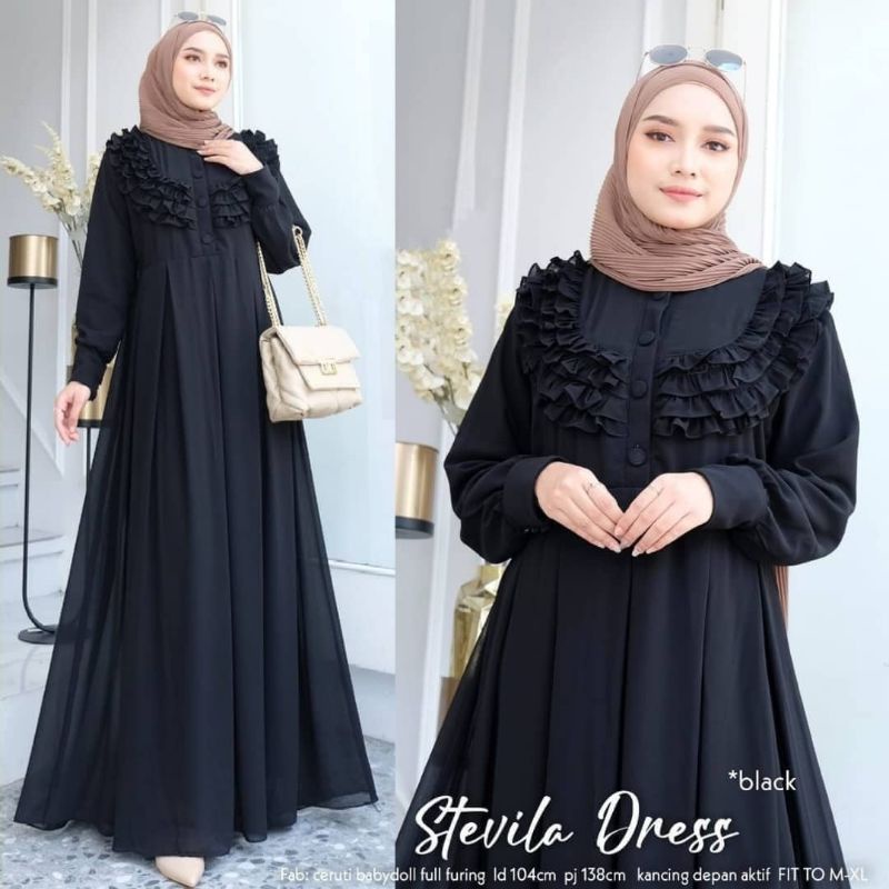 Gamis Malaysia CerutyBabydol Terbaru / STEVILLA DRESS / Gamis Aplikasi Rempel / Gamis Melayu Terlaris / Gamis Melayu Jumbo Tiga Ukuran / BD / Gamis Maxi Terlaris-6