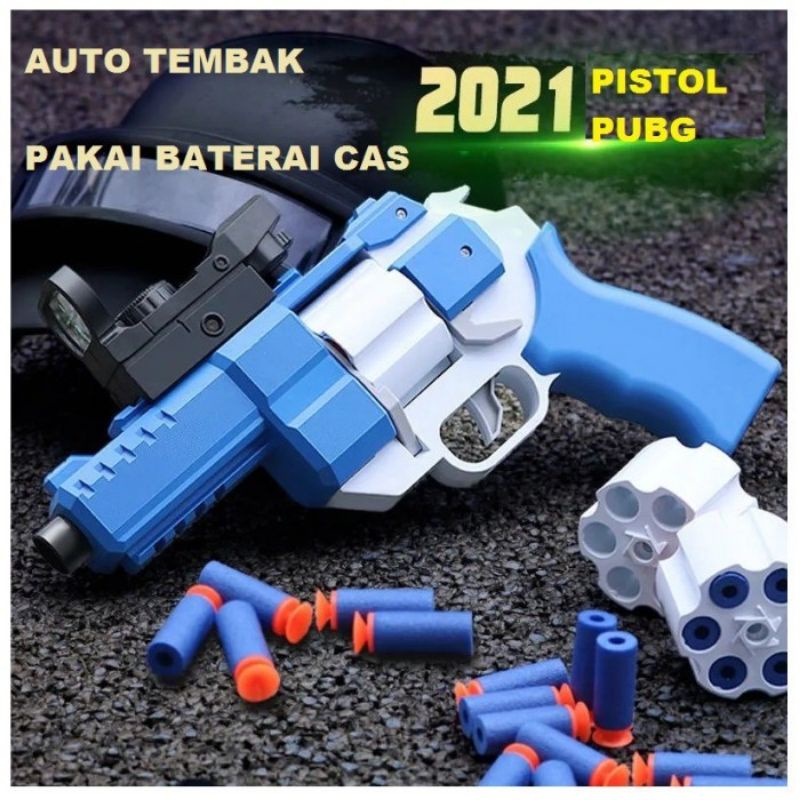 mainan pistol-pistolan mainan Revolver auto elektrik peluru busa NERF