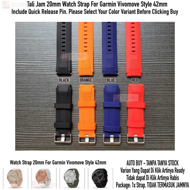 SIKAI Wide Watch Strap Garmin Vivomove Style 42mm - Tali Jam 20mm Rubber Sporty Silikon