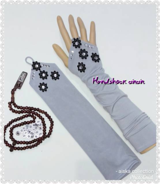 Handshock CIN2 SALWA manik&quot;/flower hitam salwa aplikasi manik_manik cantik/manset muslimah