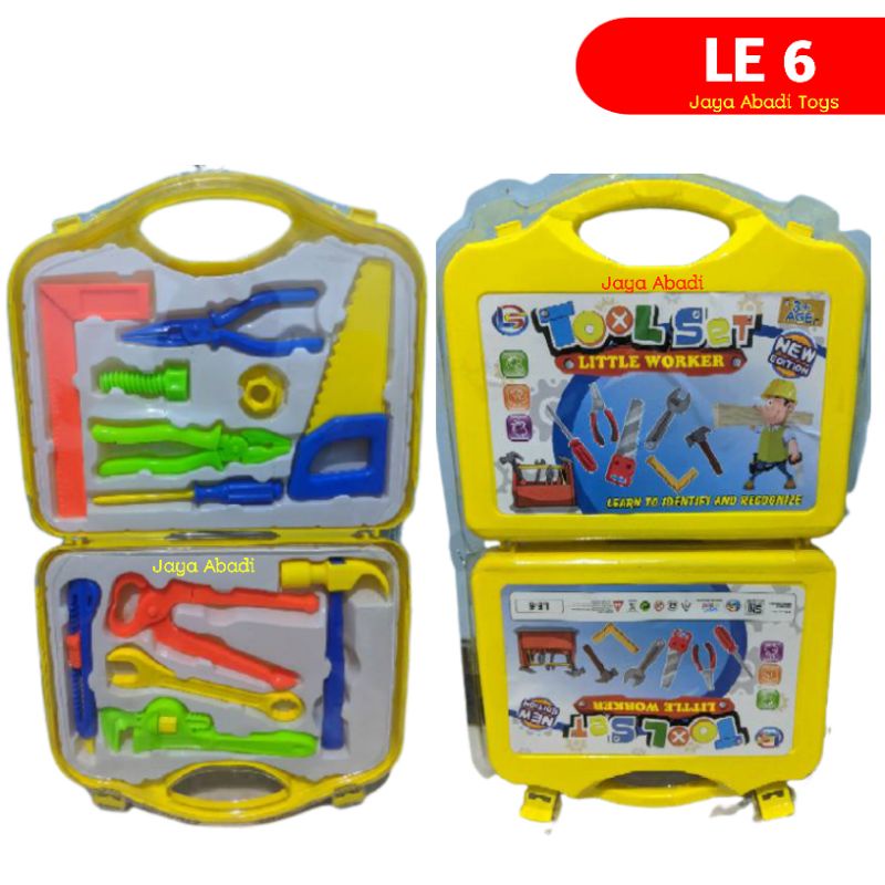 LE 6 - Mainan Tools Set Alat Tukang Koper Biru Kuning Random Medium Bag Deluxe LE6