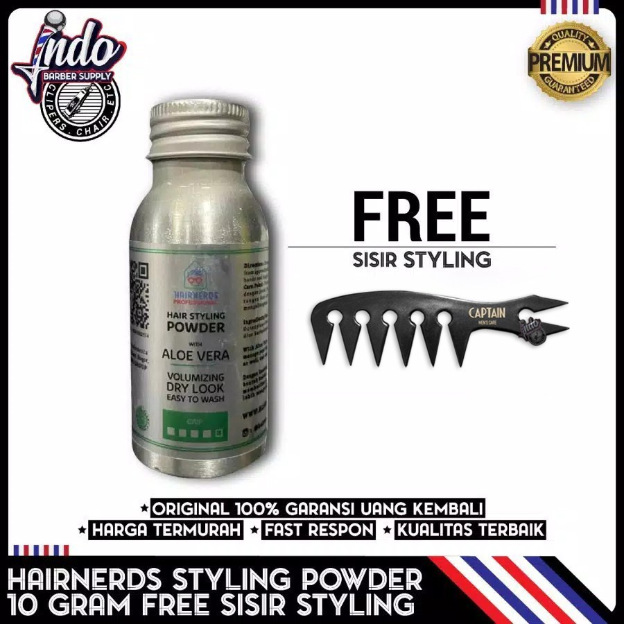 PAKET Hairnerds Professional - Freestyle Dust Powder 10 gram / Pengembang Rambut Free Sisir