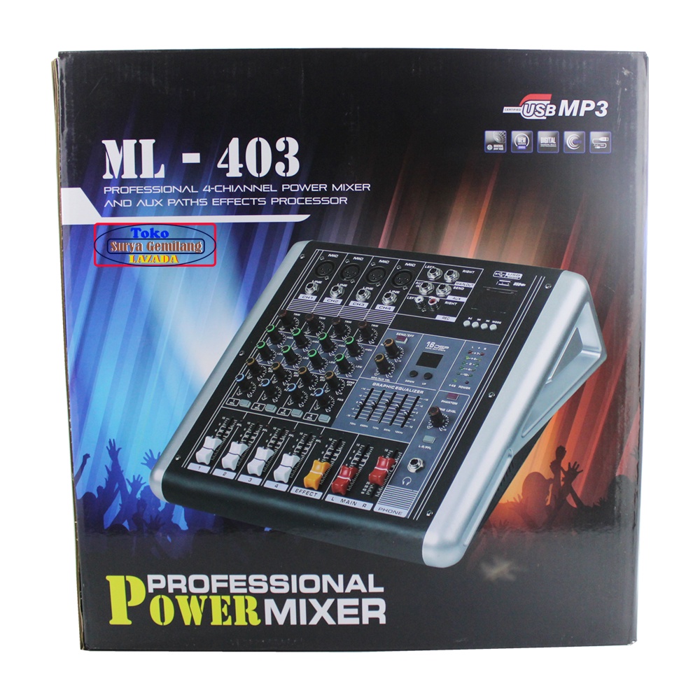 POWER MIXER BLACK SPIDER ML 403 MIXING CONSOLE EQUALIZER USB,MP3 EFECT PROFESIONAL