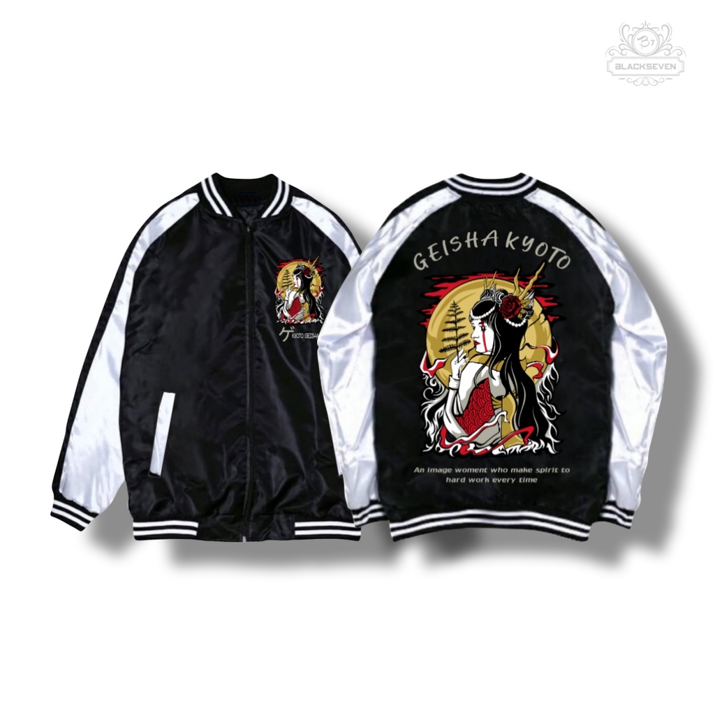 Sukajan Jaket Baseball - Culture Samurai-Kyoto Geisha