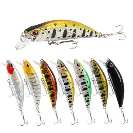 SYFishing 1Pcs 50mm 5g Umpan Pancing Buatan Bentuk Ikan Kecil Mata 3d Bahan Keras Ukuran Fishing Lure