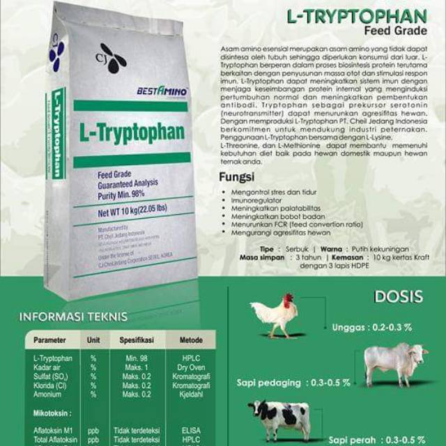 

Asam Amino L-Tryptophan triptopan repack 500 gr