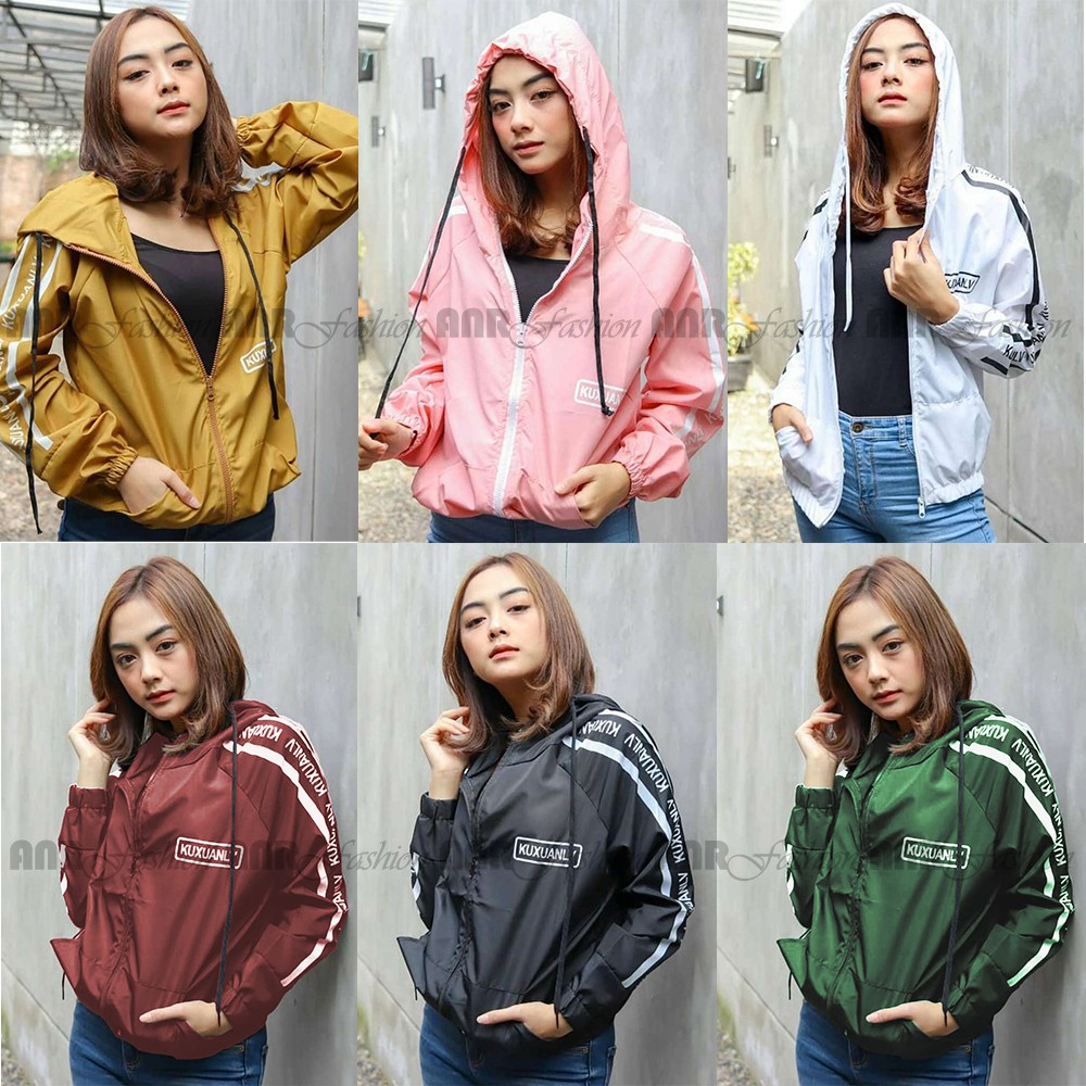 Jaket Kuxu Hoodie Resleting Wanita - Jaket Parasut Hoodie Zipper Wanita - Jaket Sporty Wanita