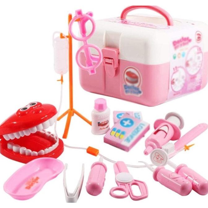 Doctor Playset Box Mainan Dokteran Warna Pink