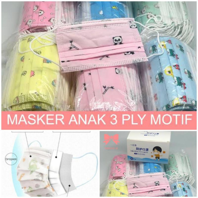 masker anak motif isi 50pc