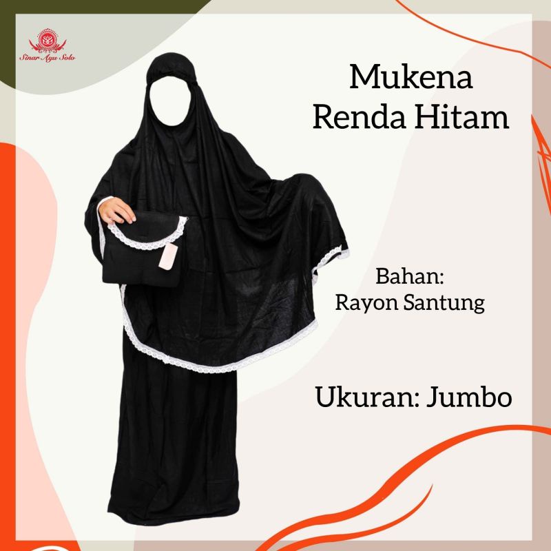 MUKENA POLOS PUTIH DAN HITAM RENDA GrosirSorban Solo