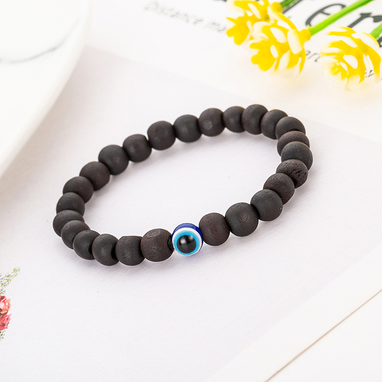 [HOT SALE]Men Fashion Dull Polish Black Stones Beads Bracelet / Popular Evil Eye Bracelet / Wealth and Good Luck Charm Bracelet