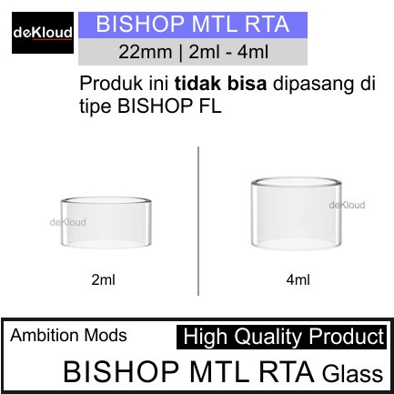 BISHOP MTL RTA Replacement Glass | 22mm kaca gelas tabung