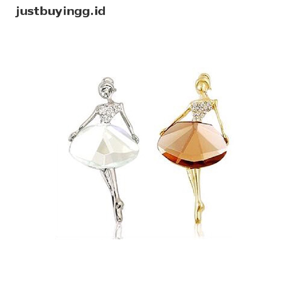 [justbuyingg.id] Fashion Princess Ballerina Brooch Pins Bling Crystal Brooches Ballet Girl Pins ID