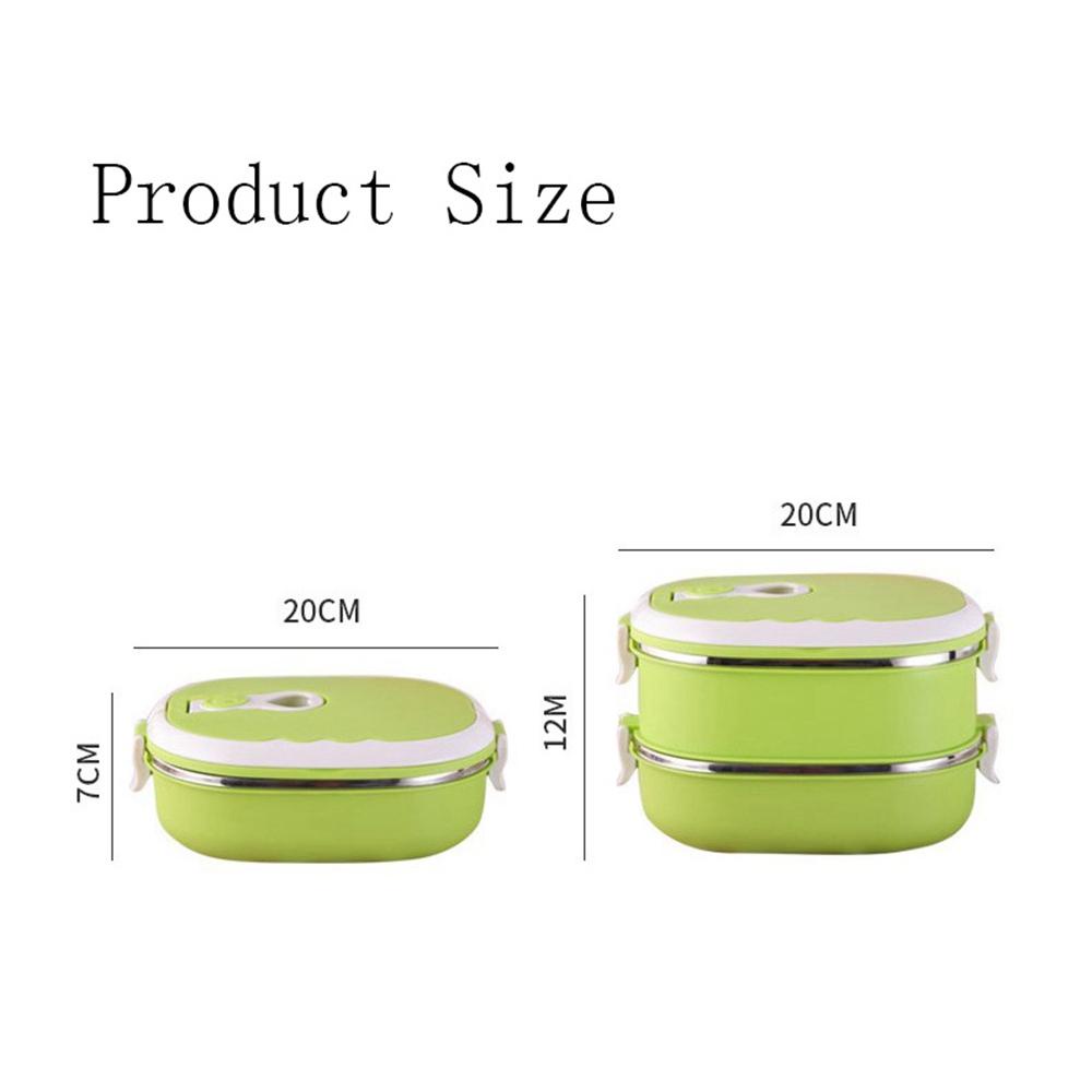 【 ELEGANT 】 Lunch Box Portable Untuk Anak Dewasa Sekolah Piknik Double Layer Kotak Penyimpanan304Sstainless Steel Tableware