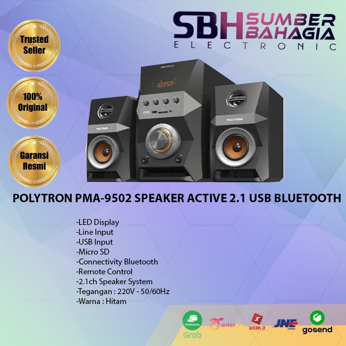 POLYTRON PMA-9502FMB SPEAKER ACTIVE 2.1 USB BLUETOOTH (KHUSUS BANDUNG)
