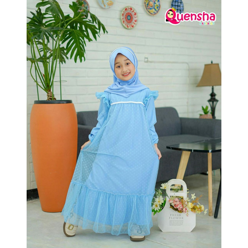 Baju Gamis Anak Perempuan Model Kekinian FROZEN by Quensha Original Usia 0 1 2 3 4 5 6 7 8 9 10 Tahu