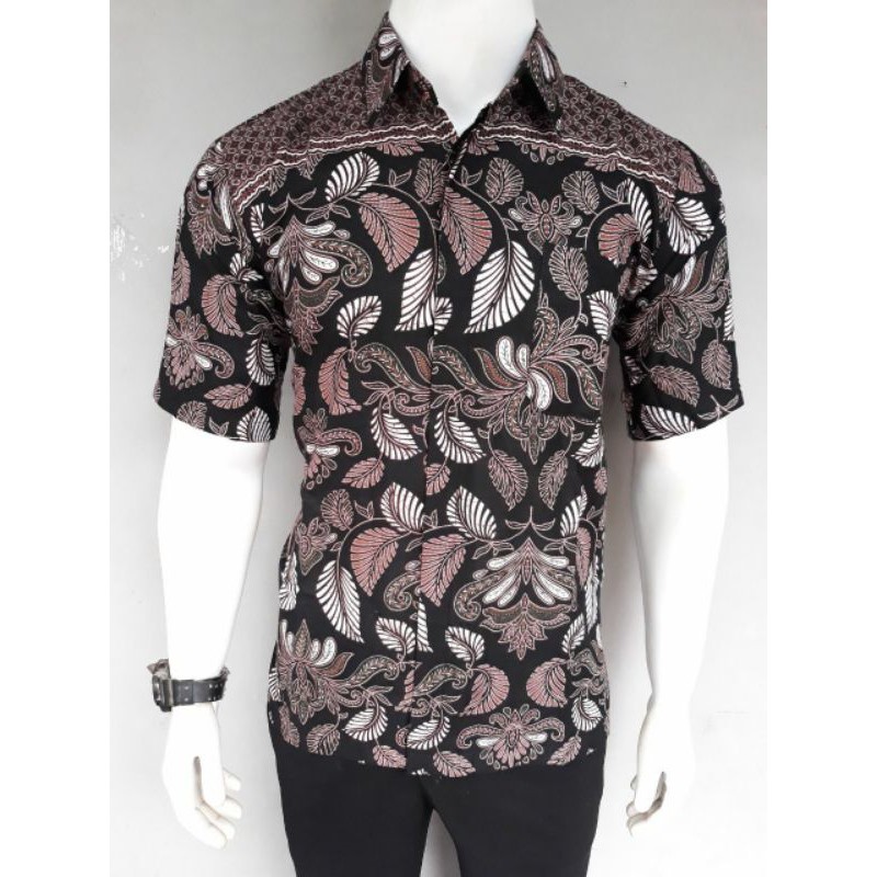 Bswart Batik Hrb026 Kenongo Hem Batik Daun Ulir Kemeja Batik Pria