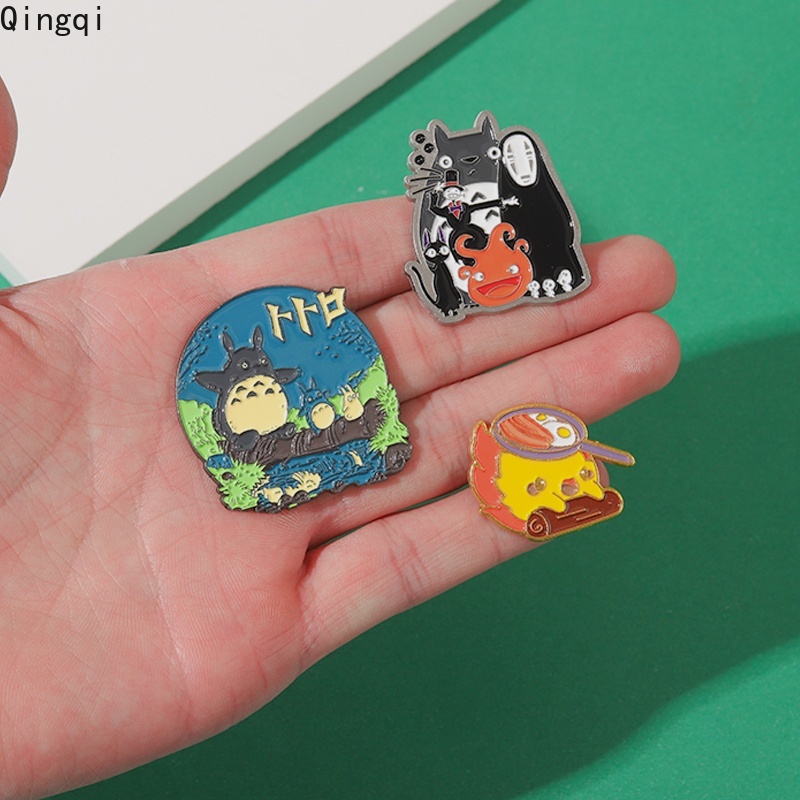 Bros Pin Enamel Desain Anime Totoro No Face Man Calcifer Untuk Anak