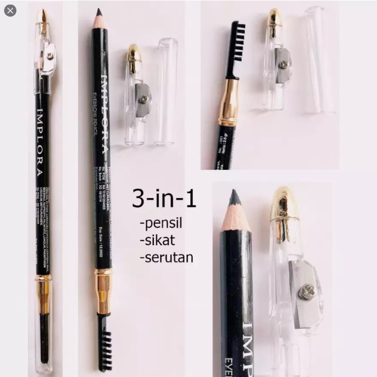 PENSIL ALIS IMPLORA EYEBROW PENCIL 3 IN 1 CELAK SOFT TYPE BPOM