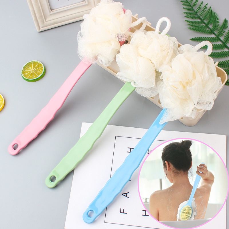 Grosir - H1022 Sikat Mandi Dua Sisi / Shower Puff + Sikat Gosok Punggung / Sikat Punggung Mandi / Bath Brush