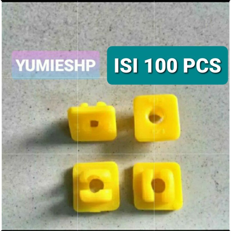 Isi 100 Pcs Dudukan Baut Segi Empat Kuning Mobil Universal