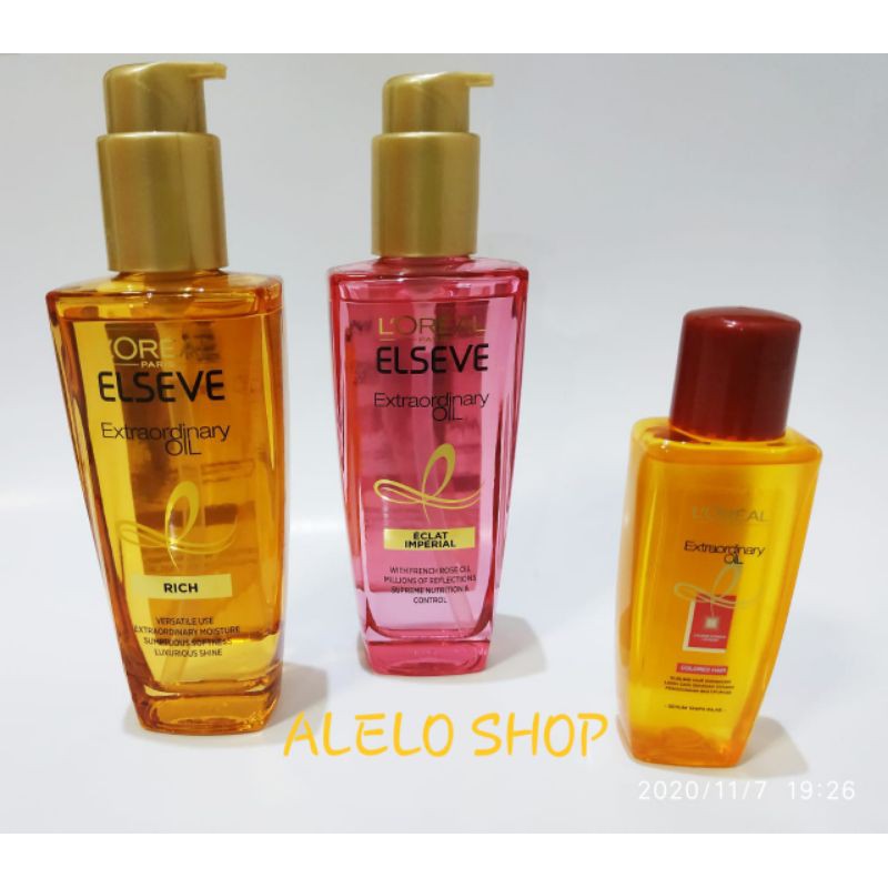 Loreal extraordinary hair oil gold pink 100 ml red 50 ml floral rose jasmine lavender serum rambut 6