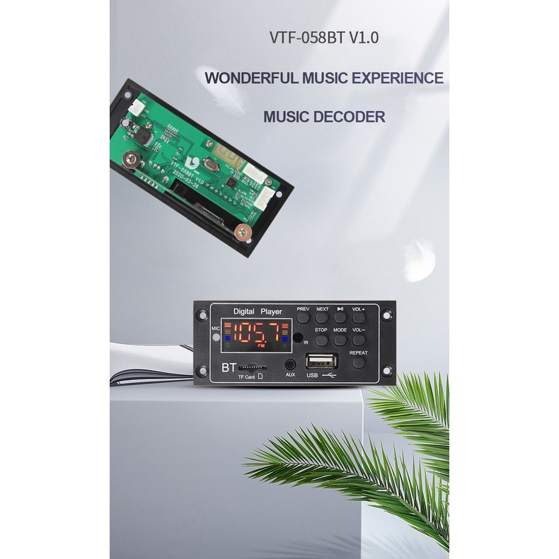 kit modul mp3 VTF-058BT V1.0 bluetooth terbaru