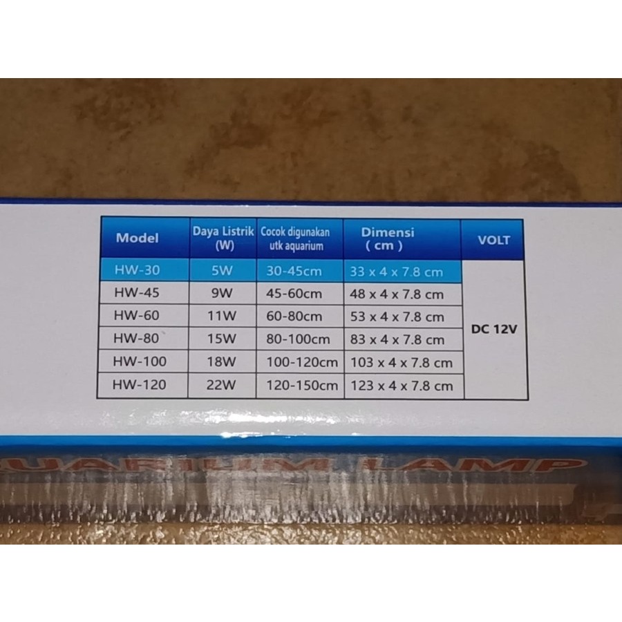 Lampu LED Aquarium 45cm - 60cm YANG HW 45 Aquascape 3 warna putih biru